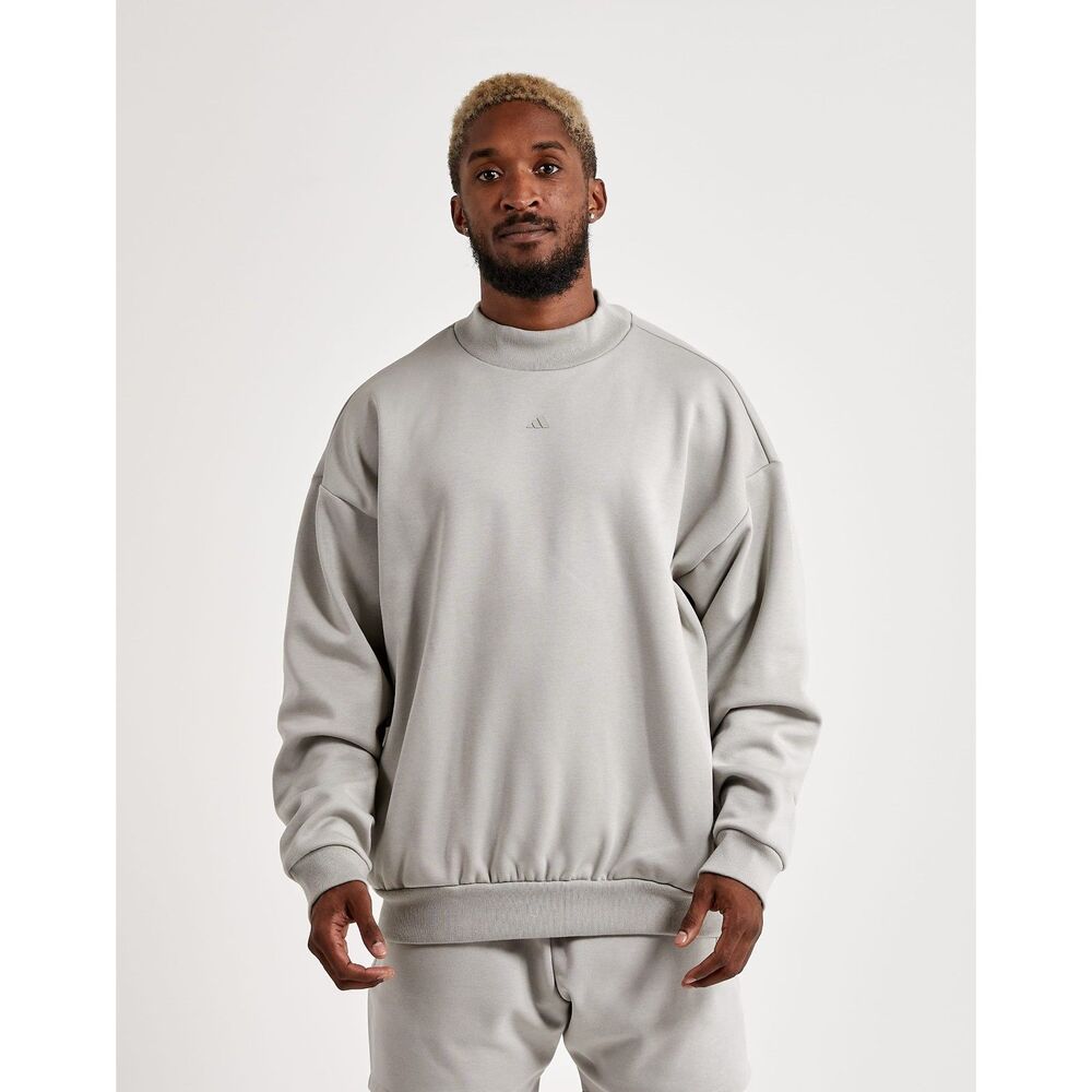 ADIDAS Original Basketball Pullover Sweater Sweatshirt Beige Gray Size L Large